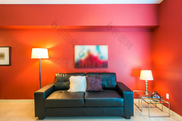 现代红色客厅