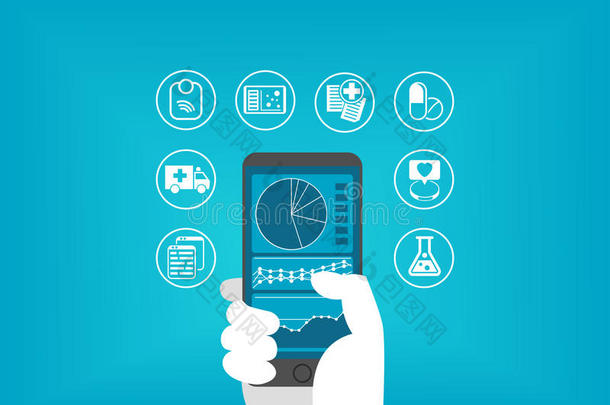 电子医疗（电子健康）概念与手持智能手机访问数字医疗记录的病人
