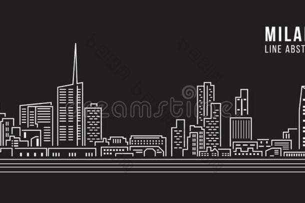 城市<strong>景观建筑</strong>线艺术矢量插图设计-米兰城