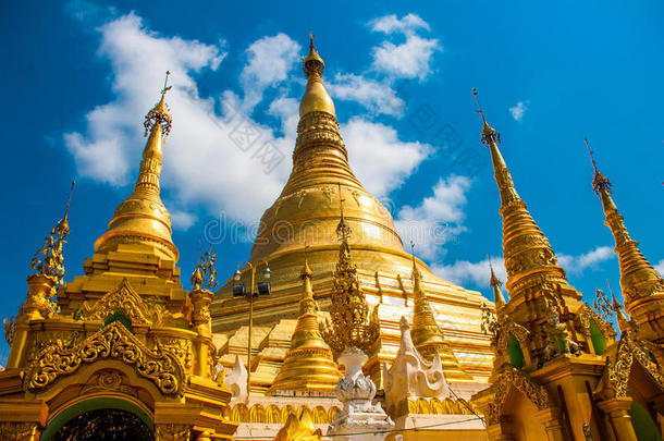 金色<strong>佛塔</strong>。 Shwedagon Paya塔。 仰光，缅甸