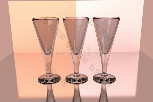 香槟酒杯3D渲染