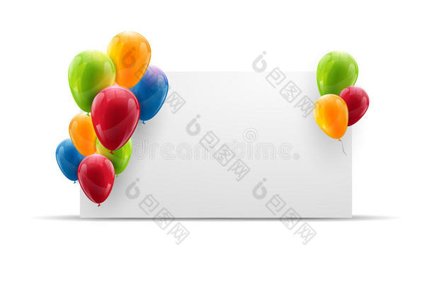 生日气球横幅或海报背景与文字的地方
