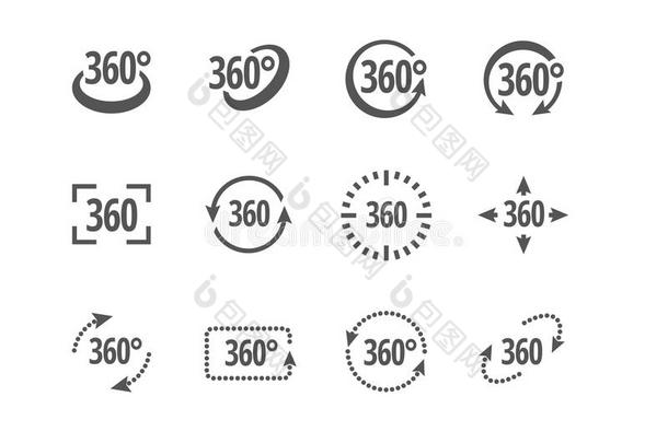 <strong>360度</strong>查看标志矢量图标