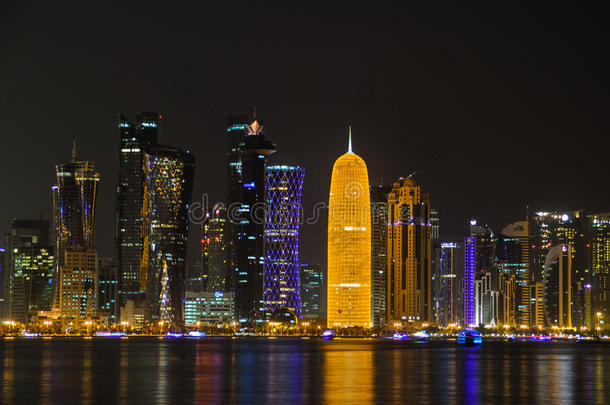 多哈天际线，卡塔尔，中东