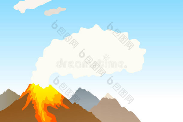 喷发火山背景图