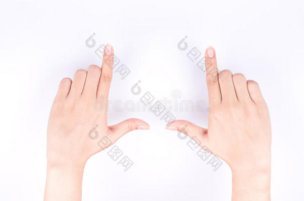手指手符号概念框架构图，用于在白色背景上拍照