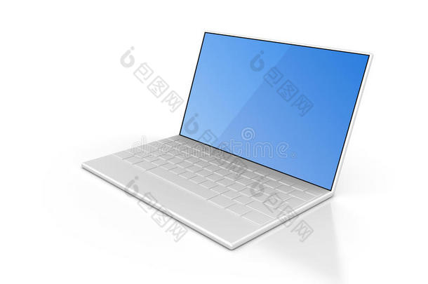白色隔离笔记本电脑
