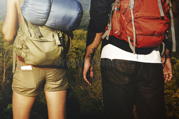 背包客露营徒步旅行旅行徒步旅行概念
