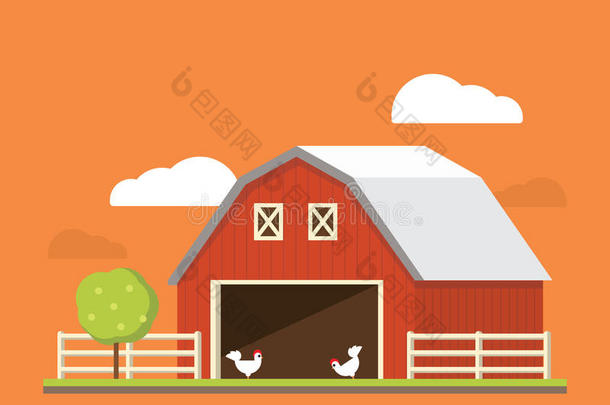 农业和农业。农业综合企业。乡村景观。平面图。
