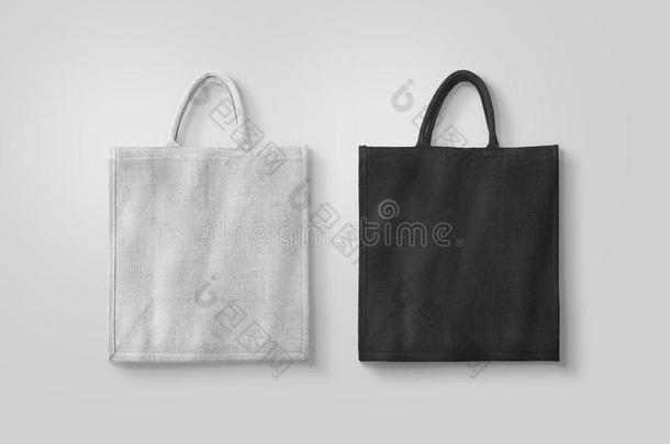 空白白色和黑色棉花生态袋设计模型