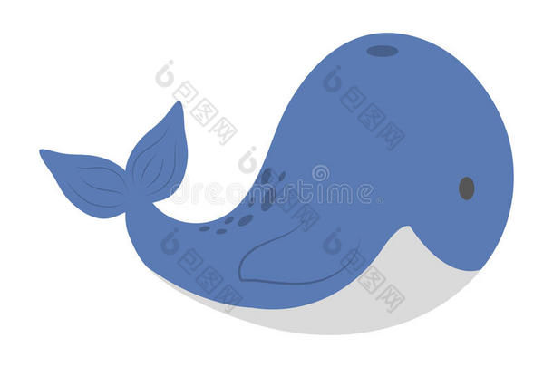 可爱的动物设计。 鲸鱼图标。 矢量图形