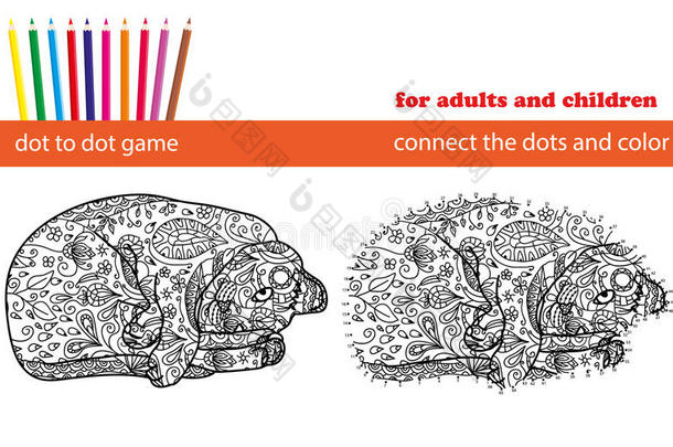 点对点游戏。 着色和点对点教育游戏的成人和儿童。