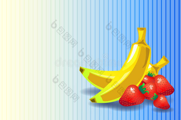 艺术背景香蕉横幅浆果