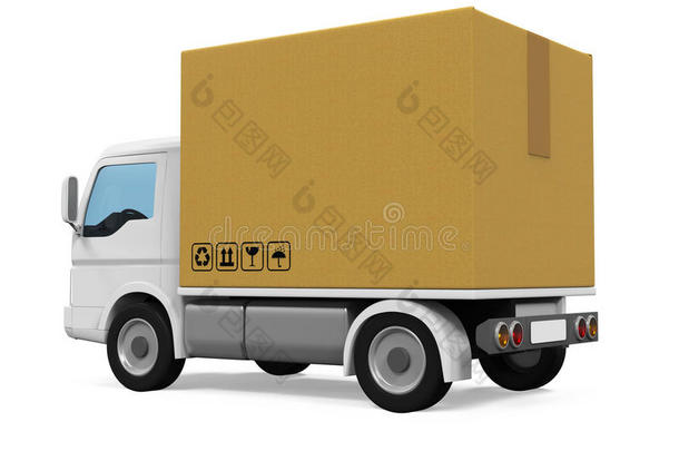 带纸板箱的送货货车