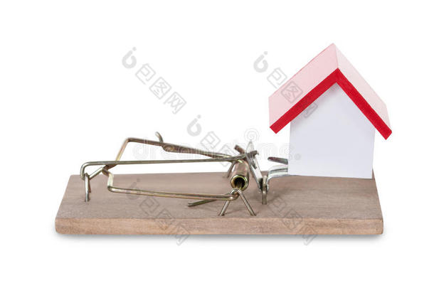 捕鼠器上房屋模型的特写