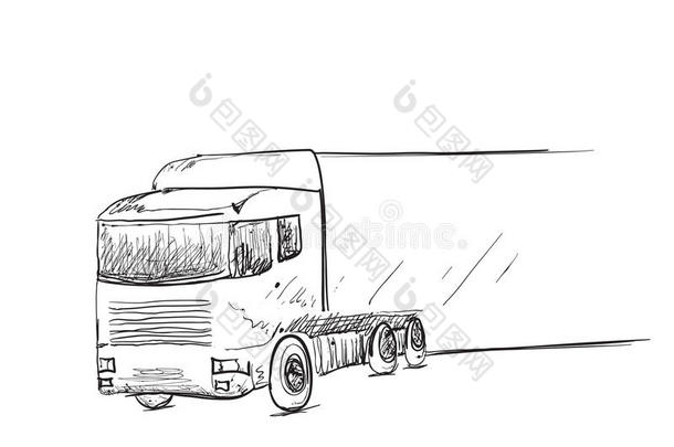 带有<strong>广告牌</strong>空间的手绘送货卡车。