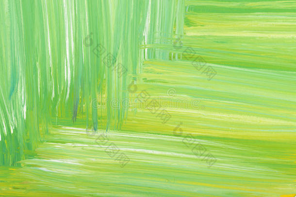 绿色抽象手绘水粉刷笔画背景纹理。