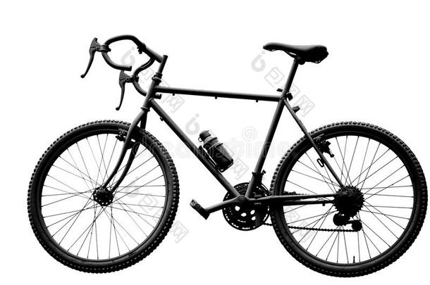 白色背景上的黑色运动自行车