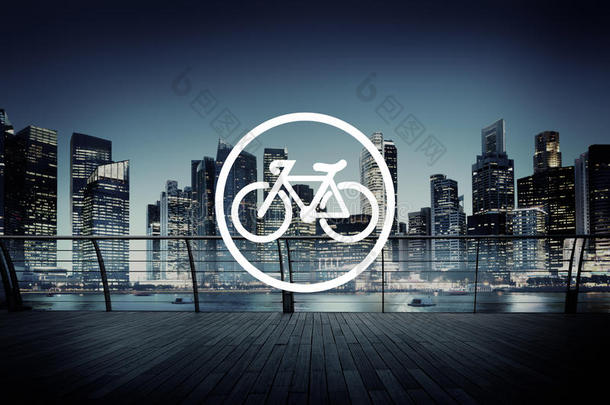 自行车骑自行车运输图标概念