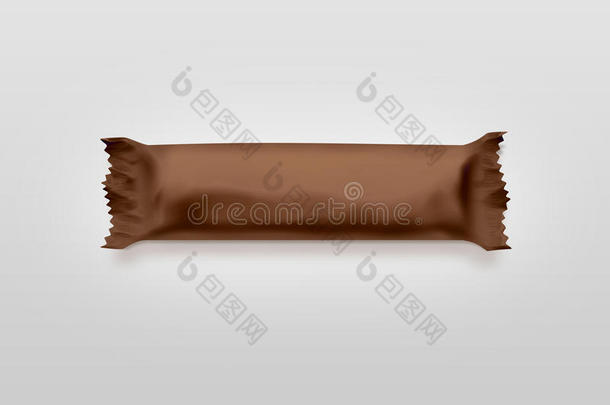 空白棕色糖果棒塑料包装模型隔离。