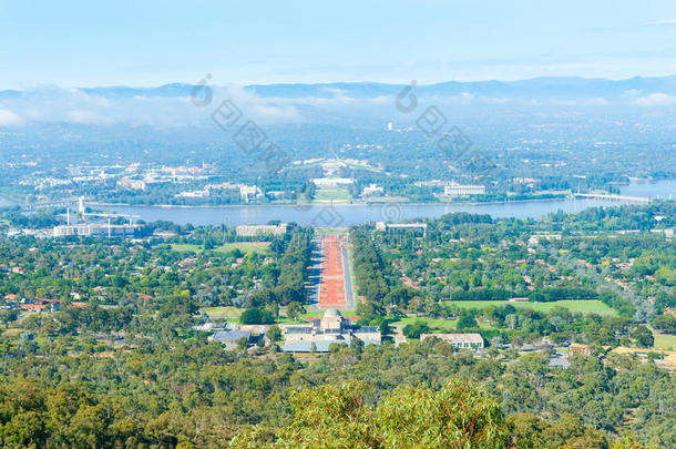 堪培拉风景从安斯利奥弗山橙色安扎克