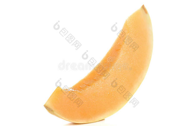 哈密瓜，甜瓜切块在白色背景上。