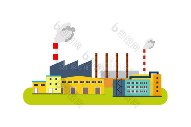 工厂图标，行业概念。 矢量平面插图。