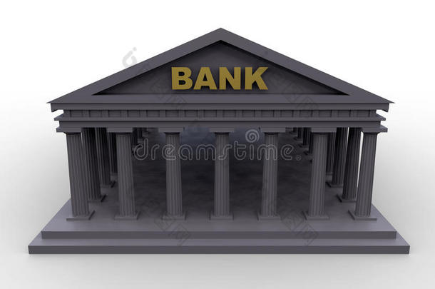 银行3D插图