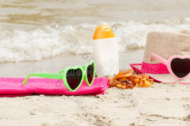琥珀石和配件，用于海滩<strong>沙滩</strong>度假，防晒，<strong>夏季</strong>