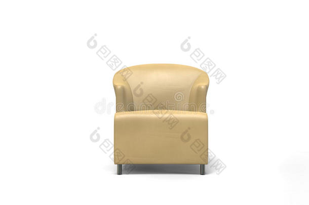 米色绒面皮革扶手椅-正面视图