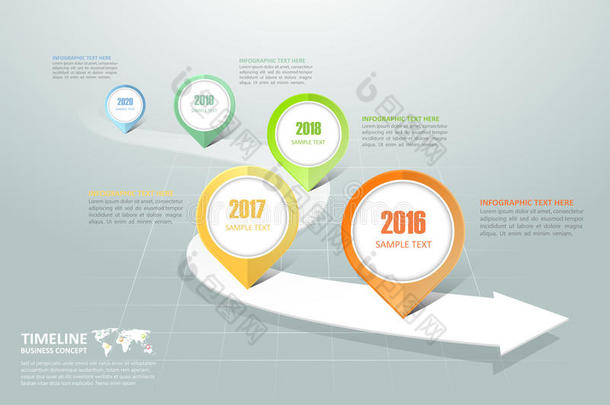 业务时间线信息图表模板可用于工作流、布局、图表。