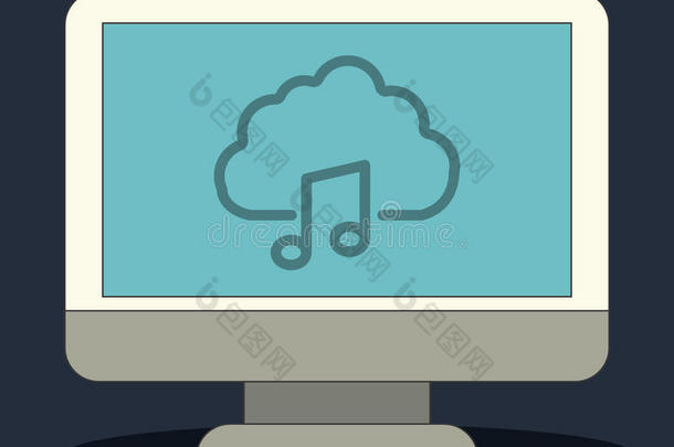 电脑图标。 音乐在线和技术。 矢量图形