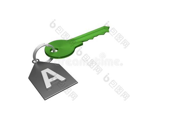 绿色钥匙和银饰带银环