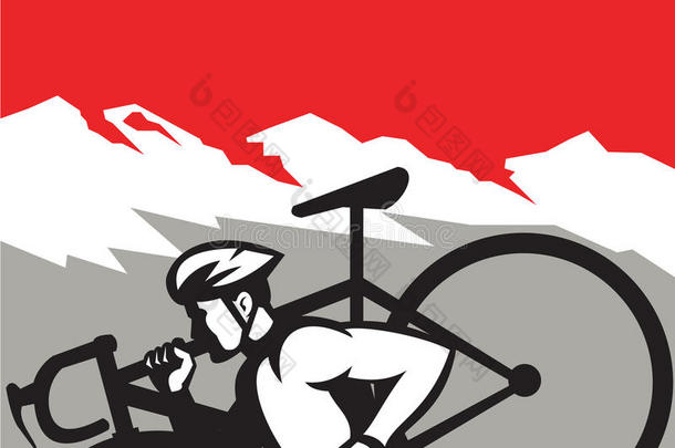 环交叉运动员跑步携带自行车阿尔卑斯山复古