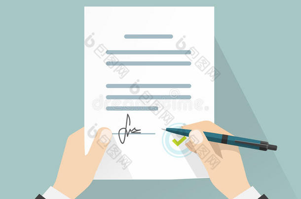 商人签署文件矢量，手握合同签署法律协议