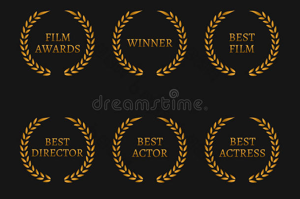 电影学院奖<strong>获奖</strong>者和最佳提名金环黑色背景。