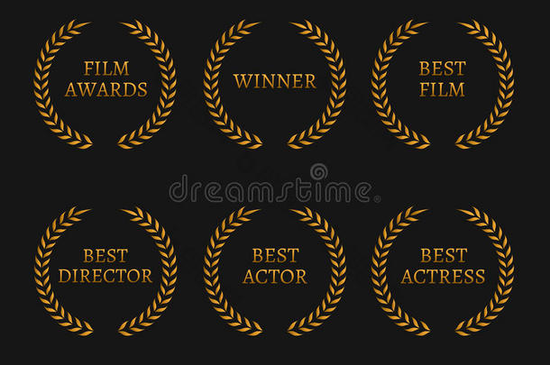 电影学院奖获奖者和最佳提名金环黑色背景。