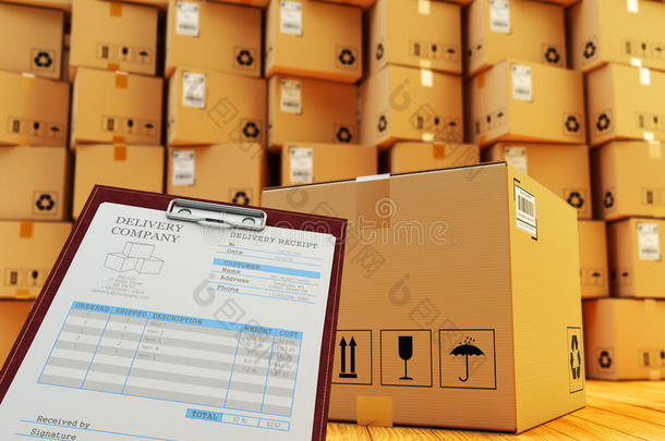 配送仓库内部，包装装运，货运和送货服务理念