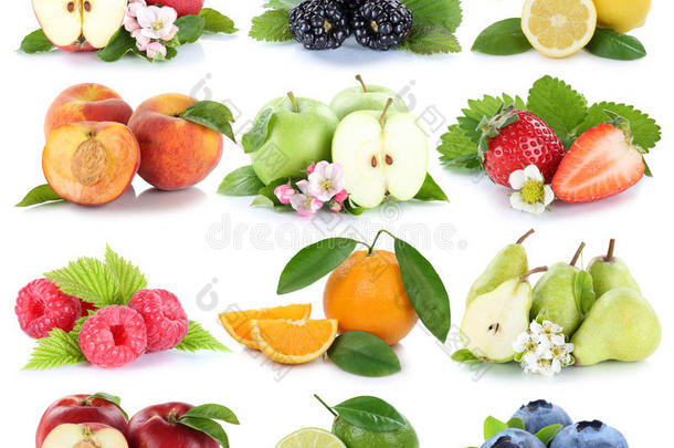 水果，苹果，橘子，浆果，橘子，草莓，新鲜水果，分离在白色