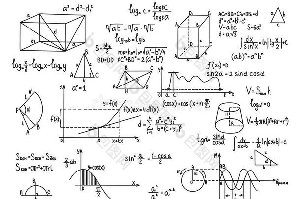 手绘几何公式<strong>科学知识</strong>教育。