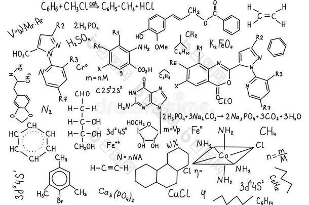 手绘化学公式<strong>科学知识</strong>教育