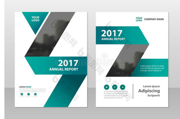 绿色标签三角形年报传单传单模板设计，书籍封面布局设计