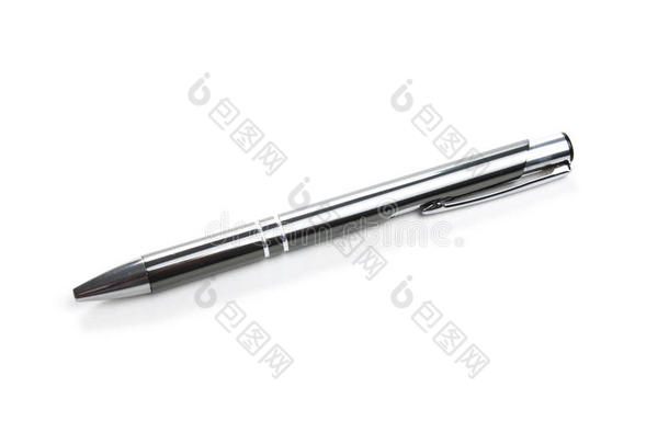 黑色豪华钢笔模型隔离在白色背景上。 不错的笔