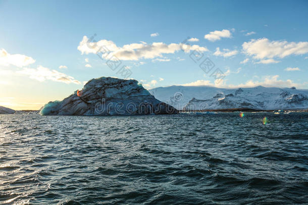 蓝色冰川冰，冰山，Jokulsarlon泻湖，冰岛