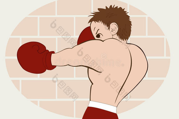 成人运动员背景徽章拳击手