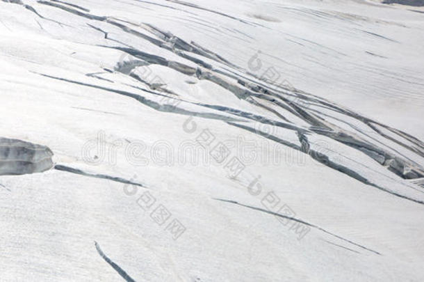 荣格夫鲁地区Aletsch冰川的裂缝