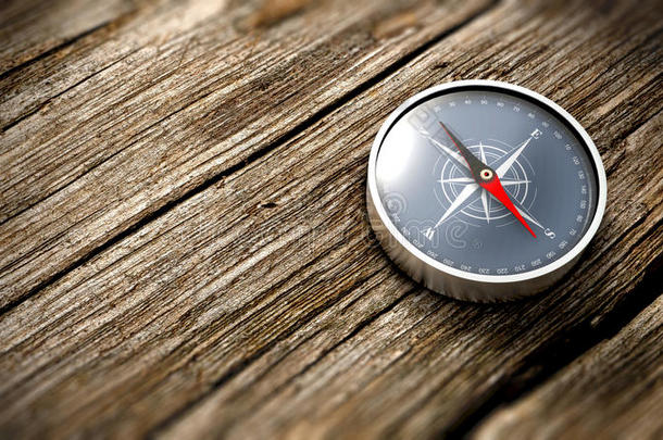 关闭指南针，在木桌上向北显示。