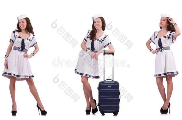 <strong>空姐</strong>服务员有吸引力的背景行李