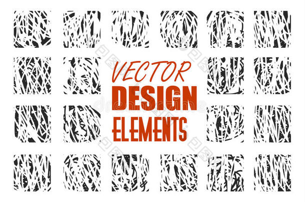 手绘纹理和刷子。 设计元素的艺术收藏。 矢量