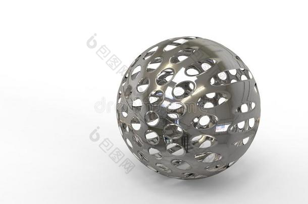 穿孔等金属铬球的三维数字渲染